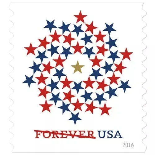 Patriotic Spiral Stars 2016 - 5 Booklets 100 Pcs Unused Stamps for Mailing